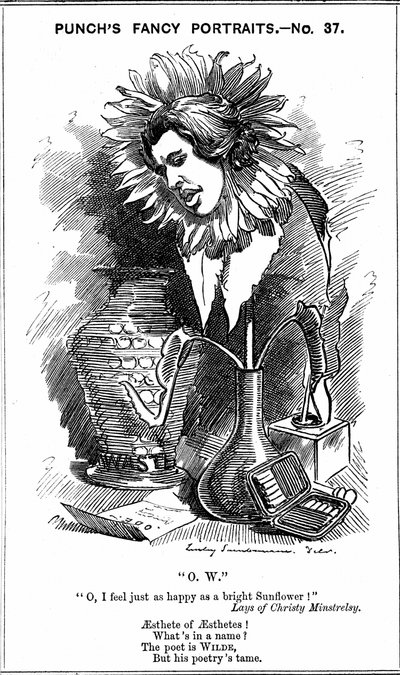 Oscar Wilde (1854-1900) drammaturgo, romanziere, poeta e umorista irlandese. Caricatura di Edward Linley Sambourne dalla sua serie 