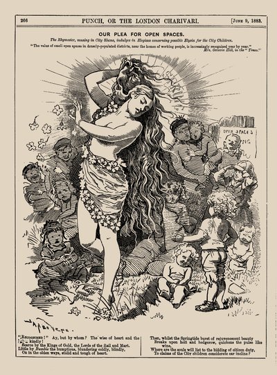 Il nostro appello per spazi aperti. Punch, giugno 1883, 1883 da Edward Linley Sambourne