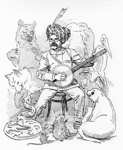 Illustrazione per il cartone animato di Sambourne da Punch, Rudyard Kipling da Edward Linley Sambourne