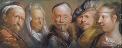 Studi di cinque teste dopo Rembrandt da Edward Lutterell