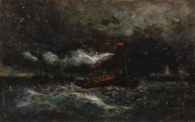 Squall, Brenton Light (barca in tempesta, faro sullo sfondo) da Edward Mitchell Bannister