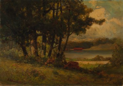 Senza titolo (paesaggio con mucche al pascolo vicino al fiume) da Edward Mitchell Bannister