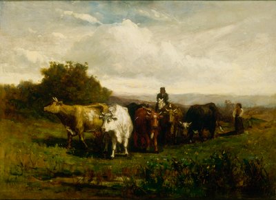 Senza titolo (uomo a cavallo, donna a piedi che guida il bestiame) da Edward Mitchell Bannister