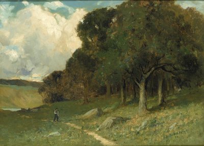 Senza titolo (uomo su un sentiero con alberi sullo sfondo) da Edward Mitchell Bannister