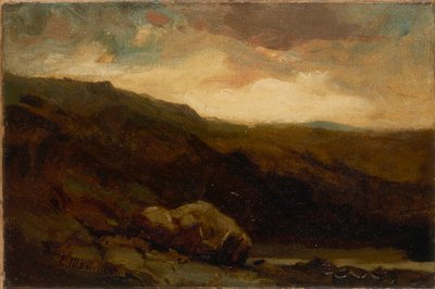Senza titolo (paesaggio montano con roccia e ruscello in primo piano) da Edward Mitchell Bannister