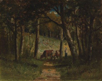 Senza titolo - Mucche su un sentiero nella foresta, 1883 da Edward Mitchell Bannister