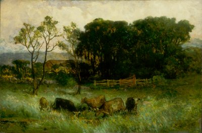 Cinque mucche al pascolo senza titolo da Edward Mitchell Bannister