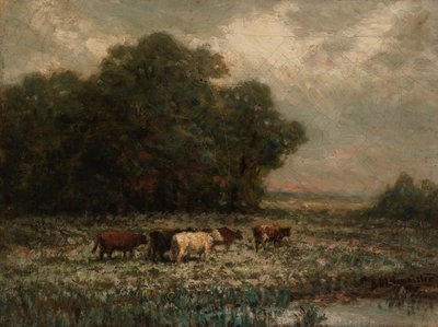 Paesaggio senza titolo con bestiame al pascolo da Edward Mitchell Bannister