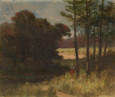 Paesaggio senza titolo con alberi e donna, 1894 da Edward Mitchell Bannister