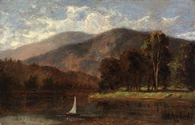 Barca a vela senza titolo nel fiume da Edward Mitchell Bannister