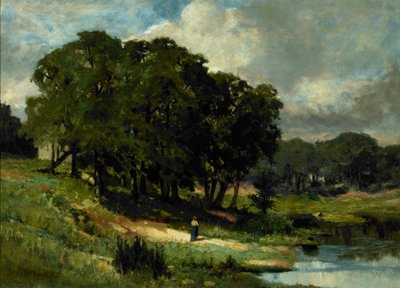 Donna in piedi vicino a uno stagno da Edward Mitchell Bannister
