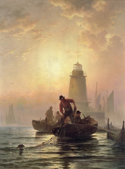 Stagno di pesci, Orient Bay, Long Island da Edward Moran