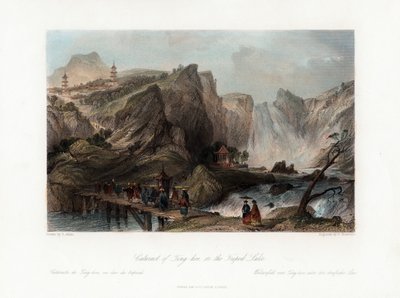 Cascata di Ting-hoo, sul lago Tripod, Cina, circa 1840 da Edward Paxman Brandard