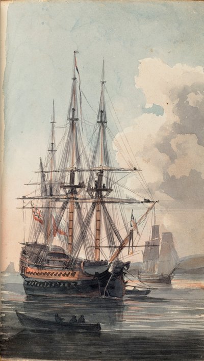 Vista della nave di Sua Maestà Inflexible, inizio XIX secolo da Edward Pelham Brenton