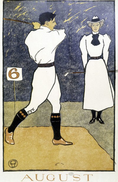 Coppia che gioca a golf - in "Golf Calendar" di Edward Penfield da Edward Penfield
