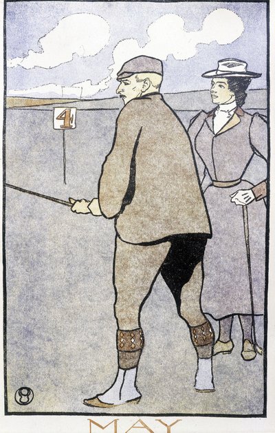Coppia che gioca a golf - in “Calendario del Golf” di Edward Penfield da Edward Penfield