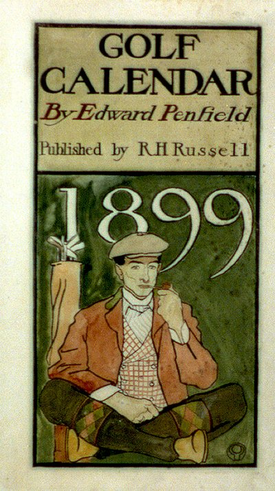 Golfista seduto vicino ai bastoni da Edward Penfield