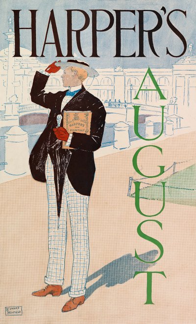 Poster pubblicitario per Harpers New Monthly Magazine, Agosto 1893 da Edward Penfield