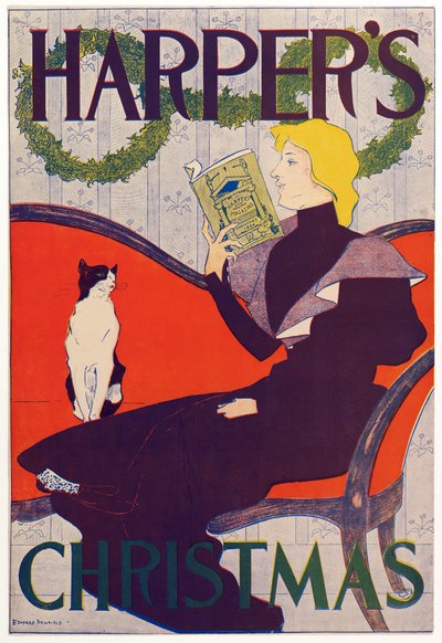Poster pubblicitario per Harpers New Monthly Magazine, Natale 1894 da Edward Penfield