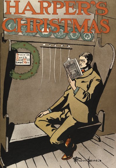 Poster pubblicitario per Harpers New Monthly Magazine, Natale 1897 da Edward Penfield