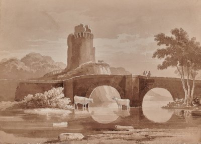 Paesaggio con ponte e mucche da Edward Pretty