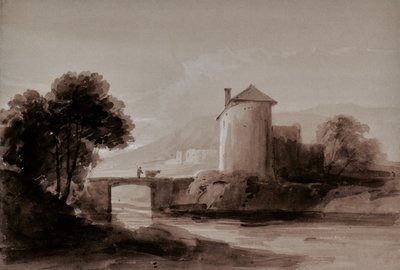 Paesaggio con uomo e mucca su un ponte da Edward Pretty