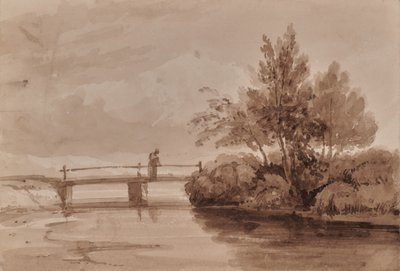 Scena fluviale con ponte di legno e figura da Edward Pretty