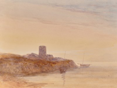 Paesaggio marino con torre da Edward Pretty