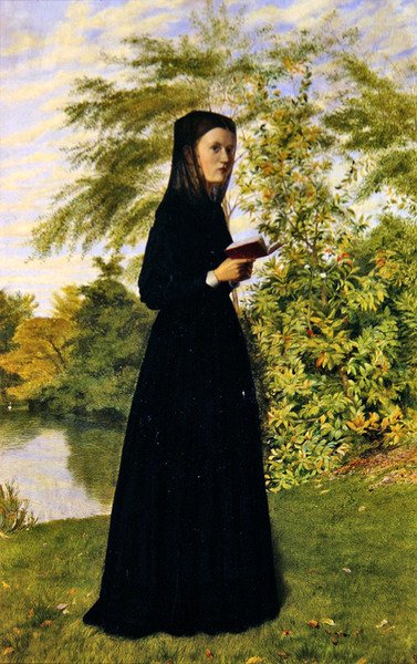 Signora che legge in un parco, c.1860 da Edward Radford