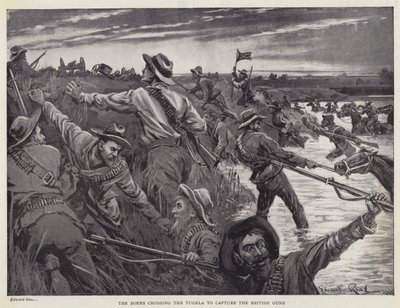 I Boeri attraversano il Tugela per catturare i cannoni britannici (litografia) da Edward Read