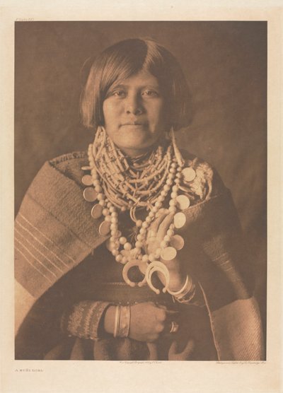 Portfolio XVII, lastra 613: Una ragazza Zuñi da Edward S. Curtis