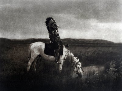 Guerriero indiano a cavallo nella pianura da Edward Sheriff Curtis