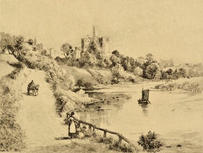 Il Coquet: Castello di Warkworth dalla strada per Amble, c.1880 (incisione) da Edward Slocombe