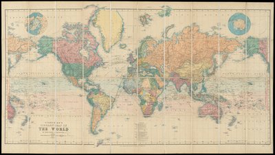 Mappa del mondo della biblioteca di Stanford in proiezione di Mercatore da Edward Stanford