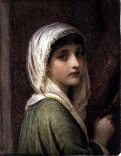Ragazza con un foulard bianco e oro da Edward Tayler