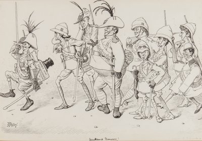 Dan Leons Light Horse, inclusi caricature di Henry Irving, Beerbohm Tree, R.B., W.S. Penley, Forbes Robertson, e E.P., per Punch, novembre 1902 da Edward Tennyson Reed