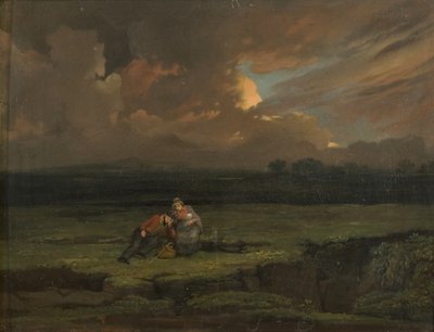 Un soldato con la moglie e il figlio in un paesaggio tempestoso da Edward Villiers Rippingille