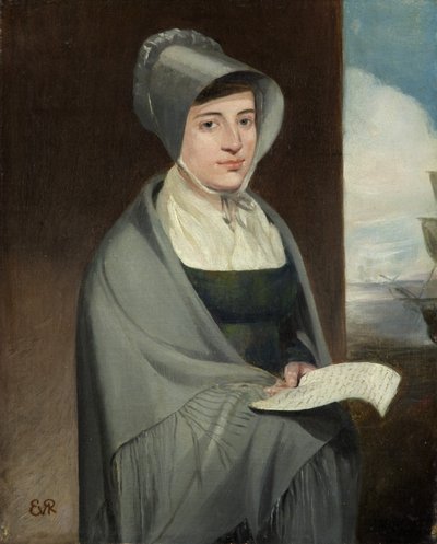 Ritratto di una signora con cappello e scialle grigi da Edward Villiers Rippingille