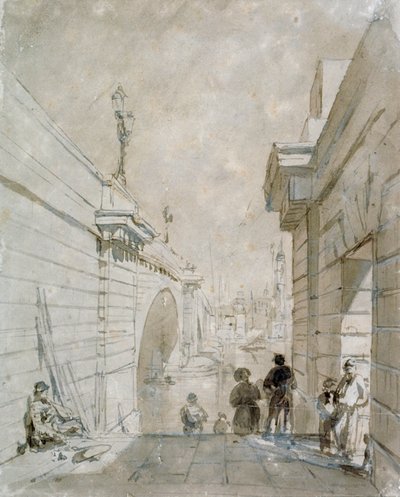 London Bridge visto da nord dal piano superiore dei gradini vicino a Tooley Street da Edward William Cooke