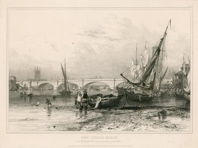 Nuovo Ponte di Londra, da Billingsgate (bassa marea) disegnato il 31 luglio 1832 da Edward William Cooke
