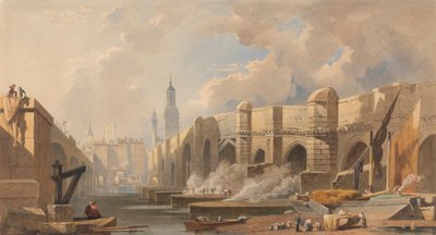 Vecchio e nuovo ponte di Londra da Edward William Cooke