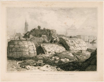 Parte del vecchio ponte di Londra come appariva nel giugno 1832 da Edward William Cooke