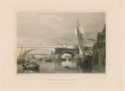 Parte dei vecchi e nuovi ponti di Londra. Disegnato 1832 da Edward William Cooke