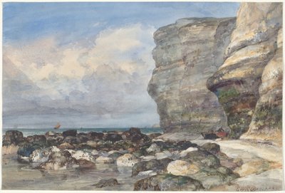 La Spiaggia Rocciosa e le Scogliere a Fécamp da Edward William Cooke