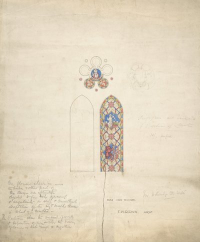 Progetto per vetrate nella Chiesa di Ditteridge da Edward William Godwin