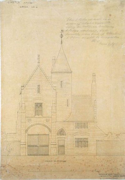 Elevazione frontale di Castle Ashby, Lodge No.2 da Edward William Godwin