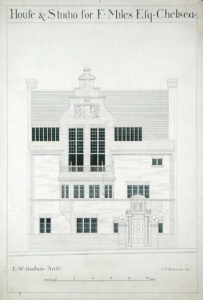 Casa e Studio per F. Miles Esq, Chelsea, inciso da C.P. Edwards da Edward William after Godwin