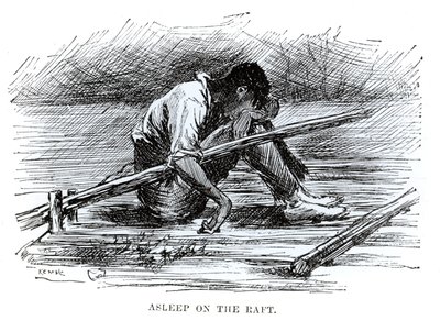 Addormentato sulla zattera, illustrazione da 