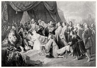 La resa di Calais, 4 agosto 1347, inciso da John Young da Edward after Bird