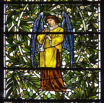 Nun Monkton, Santa Maria, Morris Marshall & Faulkner & Co, William Morris, Edward Burne-Jones, Angelo musicista da Edward and Morris Burne Jones